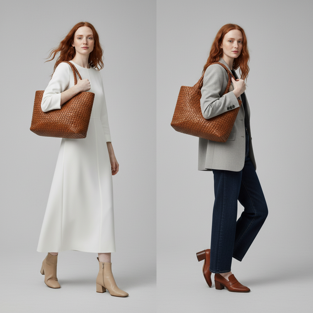 Amelia Handwoven Leather Tote